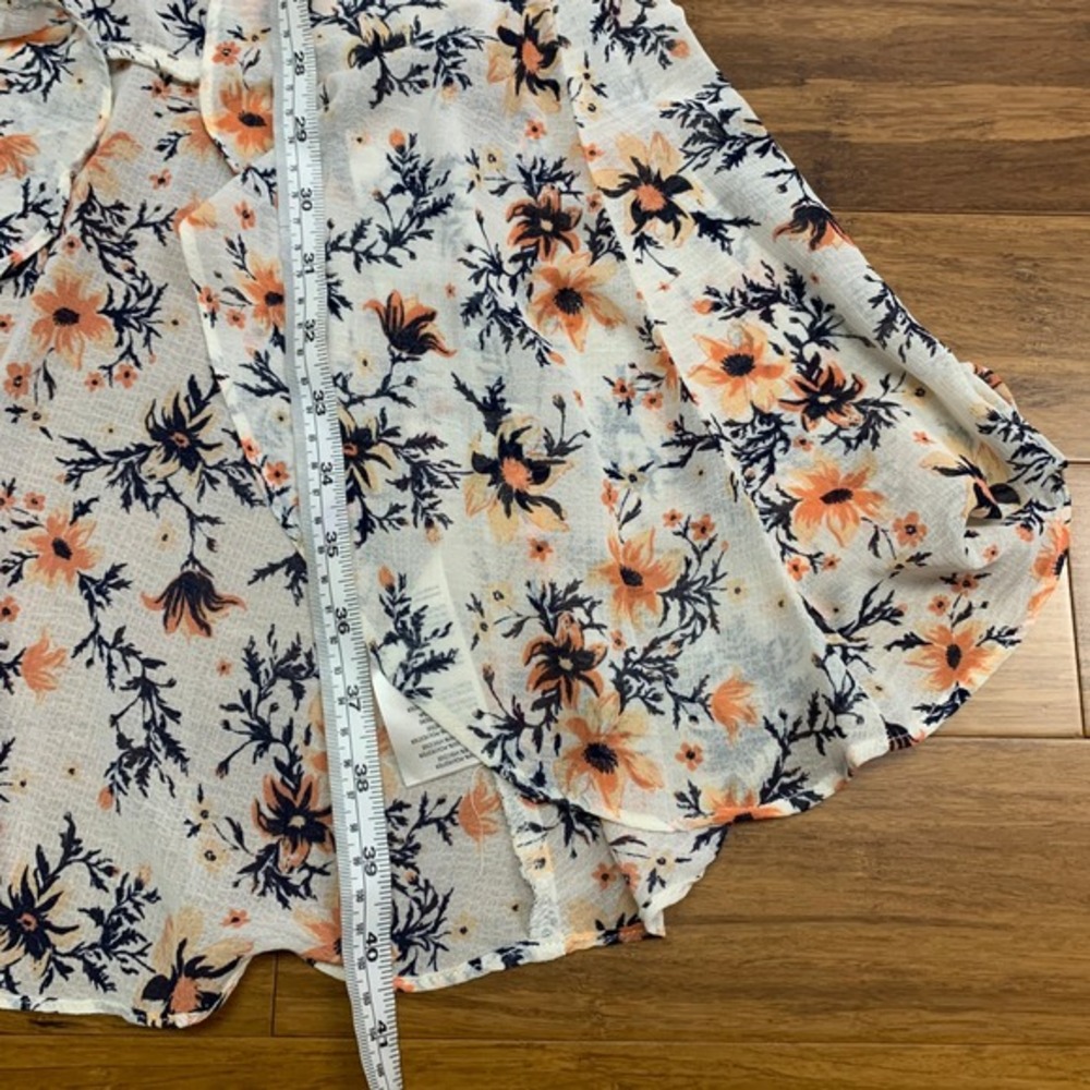 Free People Floral Maxi Skirt Womens Size 2 Ivory Wrap Ruffle‎ Hem Lightweight - Picture 9 of 10